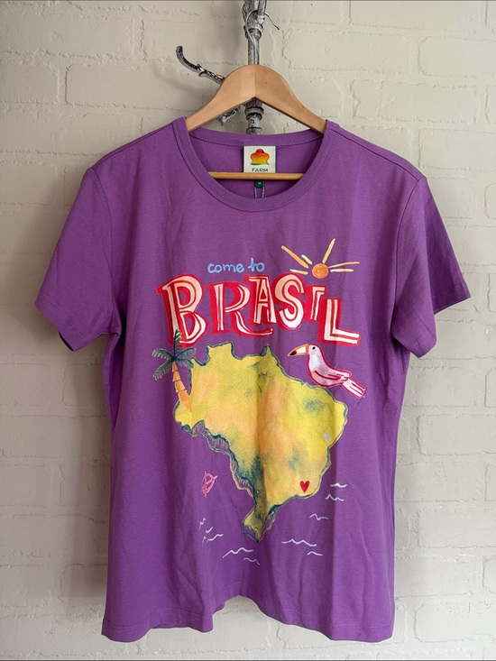 FARM Rio Tops - Farm Rio Come to Brasil Purple Graphic Tee medium NeW
